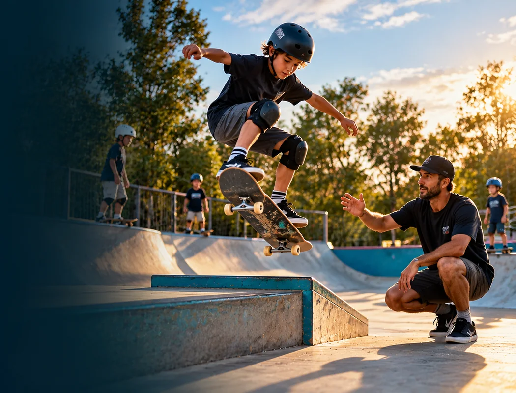 Illustrative skateboard learning photo